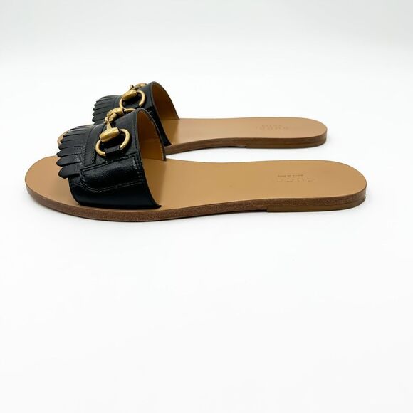 Gucci Varadero Fringe Sandals Horsebit Slides Black Size 37, 7 - Picture 4 of 15